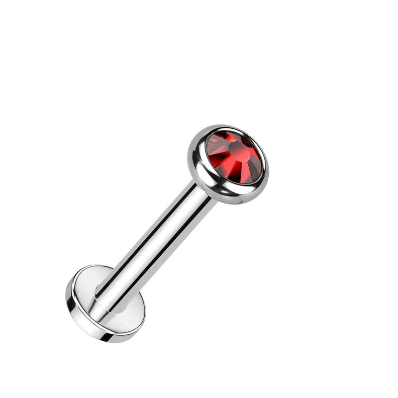 Flat CZ Crystal Top Internally Threaded Labret Stud – F136 Implant Grade Titanium Aqua