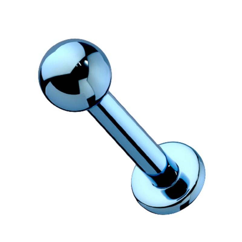 Internally Threaded Ball Top Flat Back Labret Stud – PVD Plated G23 Implant Grade Titanium Blue