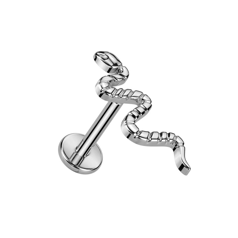 Internally Threaded Snake Top Flat Back Stud – F136 Implant Grade Titanium Black