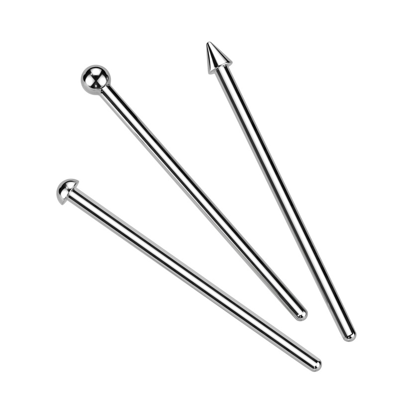 Set of 3 Ball, Dome, and Spike Top Fishtail Nose Studs – F136 Implant Grade Titanium 1mm (18GA)