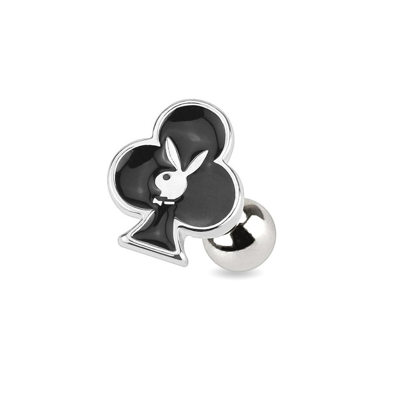 Playboy Bunny Clover Barbell Stud – 316L Stainless Steel