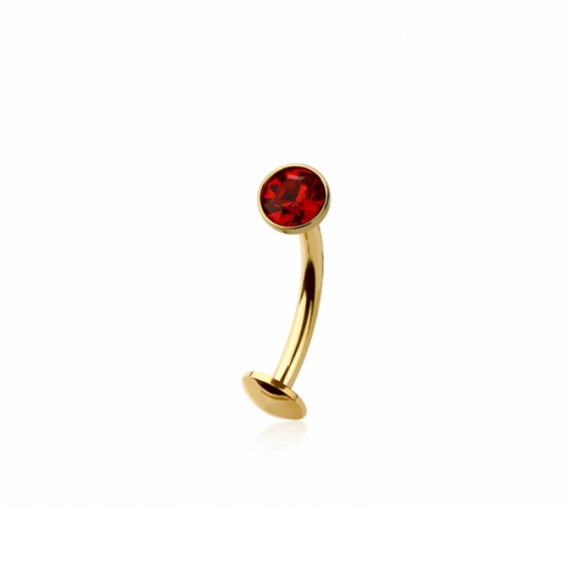 Threadless CZ Crystal Floating Belly Button Ring – 316L Stainless Steel Gold Aurora Borealis