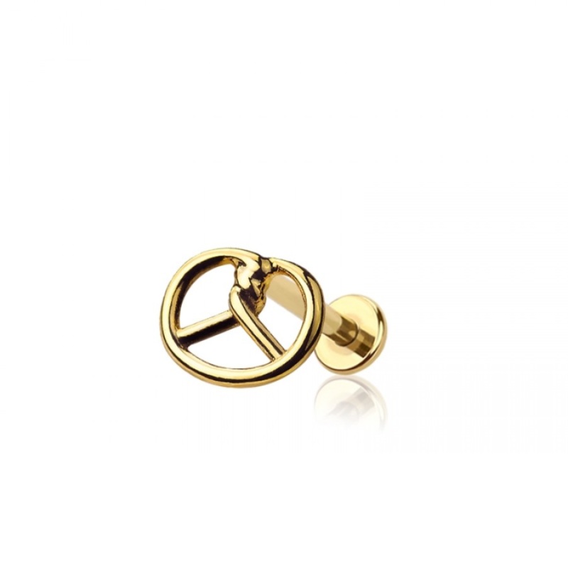 Threadless Push-In Pretzel Flat Back Stud – 316L Stainless Steel Gold