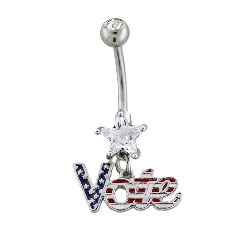 Vote Dangling Belly Button Ring – 316L Stainless Steel
