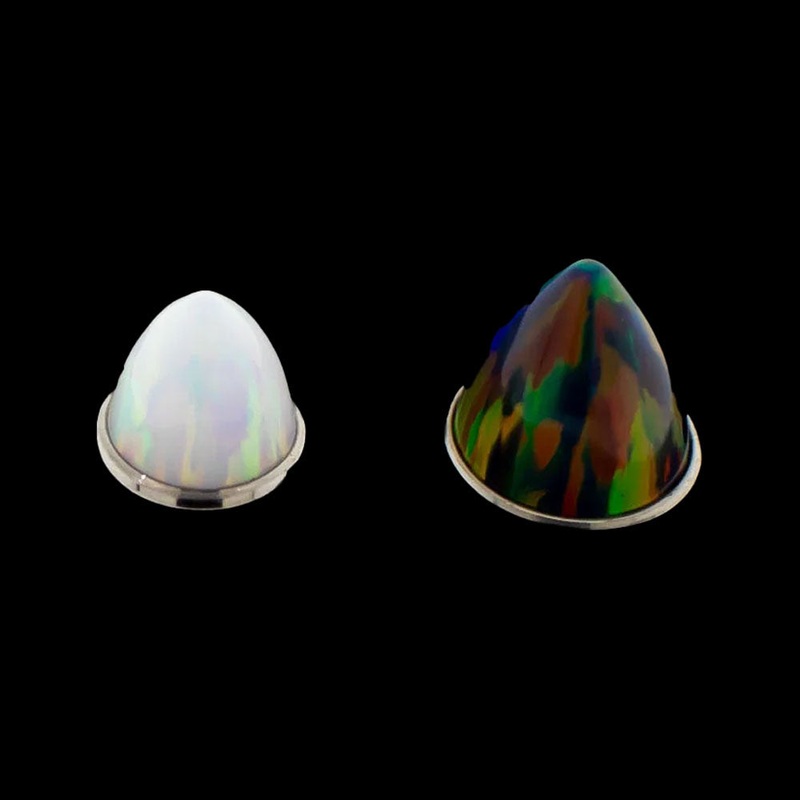 Huxley 16G/18G Threaded Synthetic Opal Cones Black Opal 4mm x 5mm Titanium