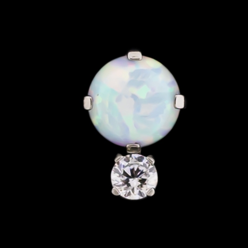 Talia – Threadless Titanium White Opal/Clear 7mm