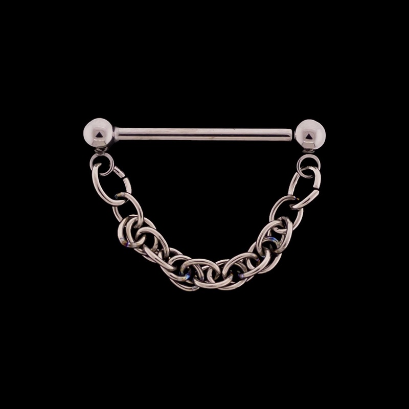 Threadless Nose Bridge Barbell with Rope Chain Titanium 16G (1.2mm) 14mm (9/16″)