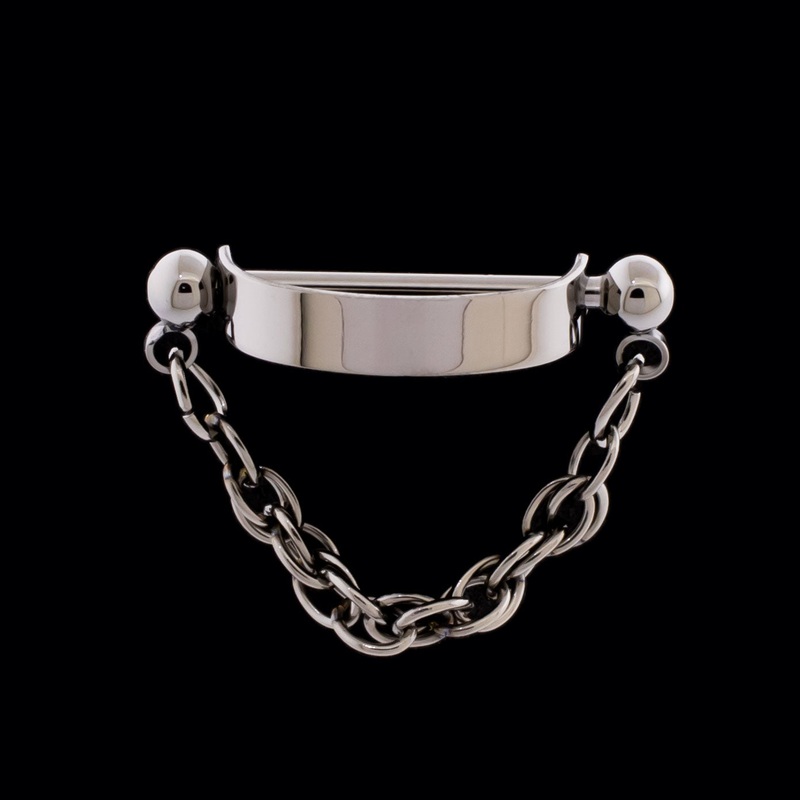 Threadless Nose Bridge Cuff with Rope Chain Titanium 16G (1.2mm) 14mm (9/16″)