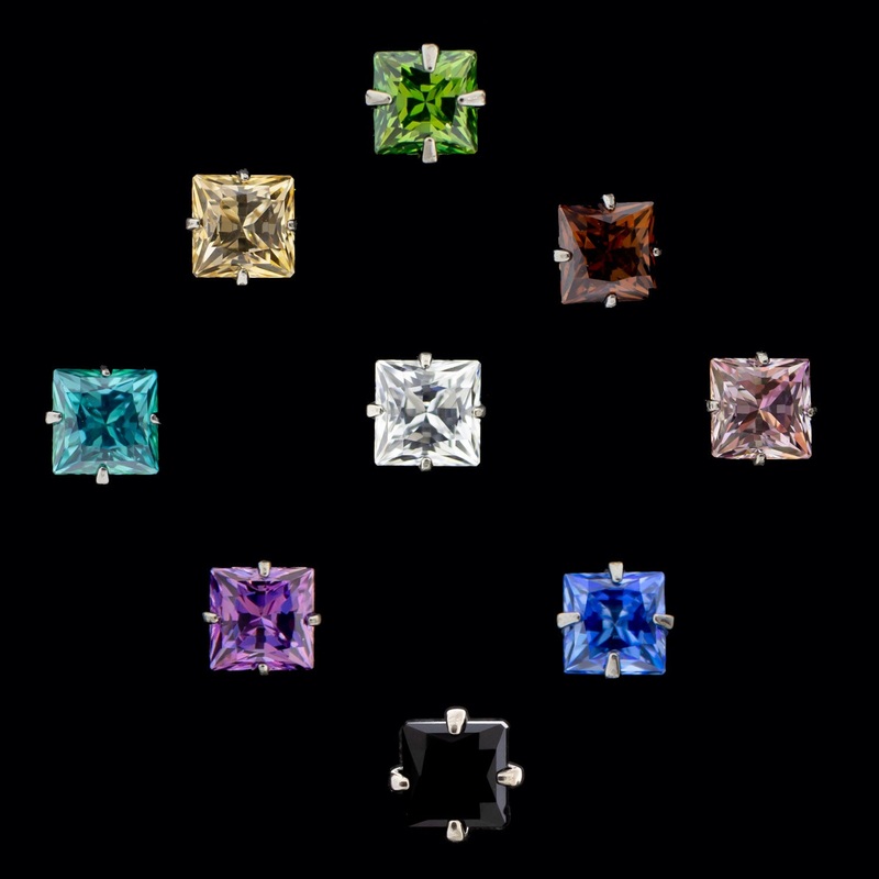 Titanium 16G/18G Square Premium Zirconia- Internally Threaded 16G (1.2mm) / 18G (1.0mm) 2.5mm White