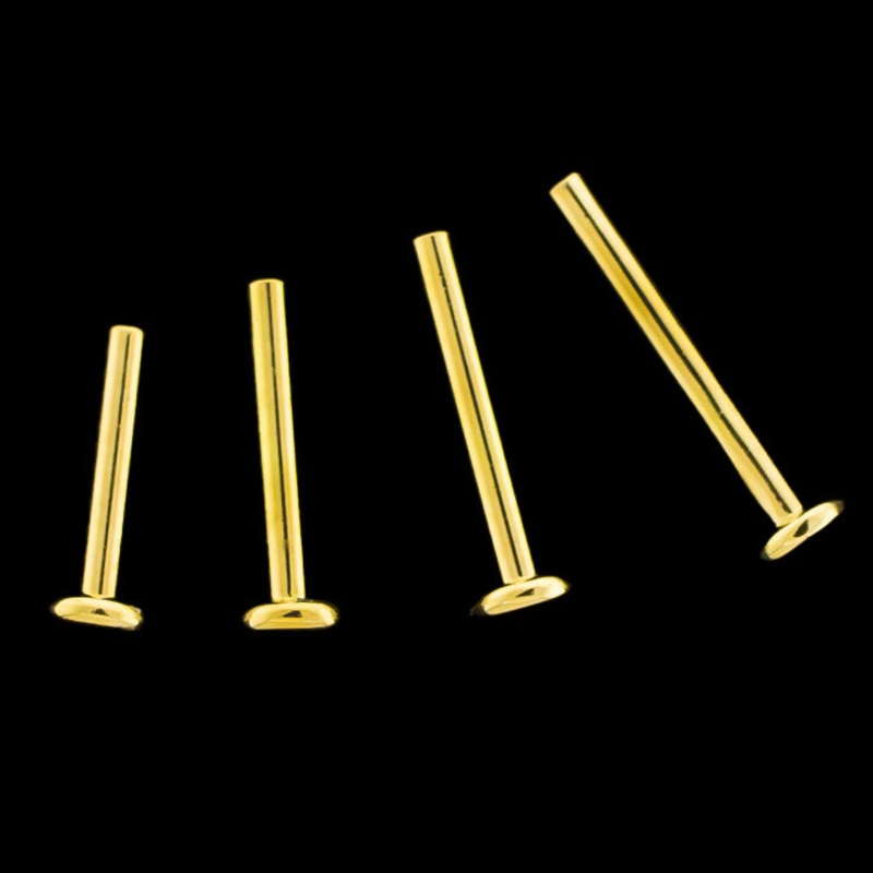 18Kt Gold Threadless Labret Post- 2.5mm 18G (1mm) 6mm (1/4″) 2.5mm