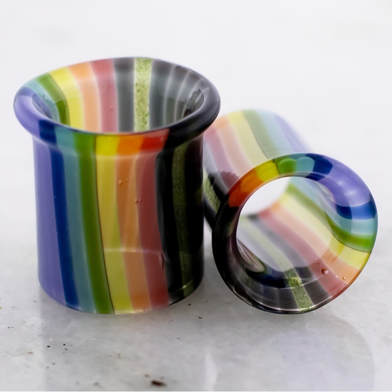 Pair Chakra Borosilicate Glass Single Flare Tunnel 0G (8mm) 8mm (5/16″)