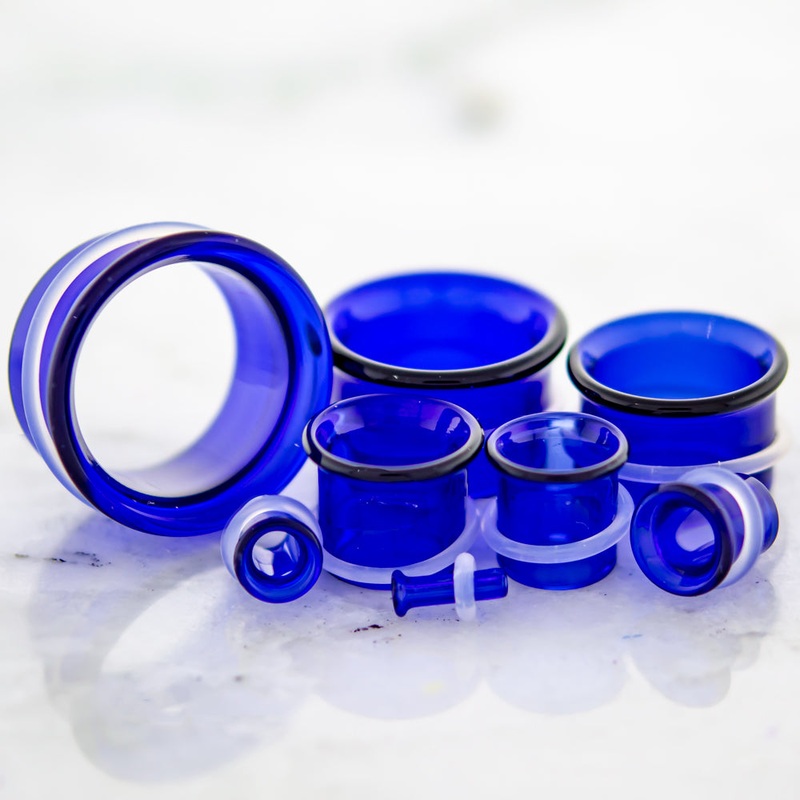 Pair Cobalt Blue Single Flare Tunnels 8G (3mm) 8mm (5/16″)