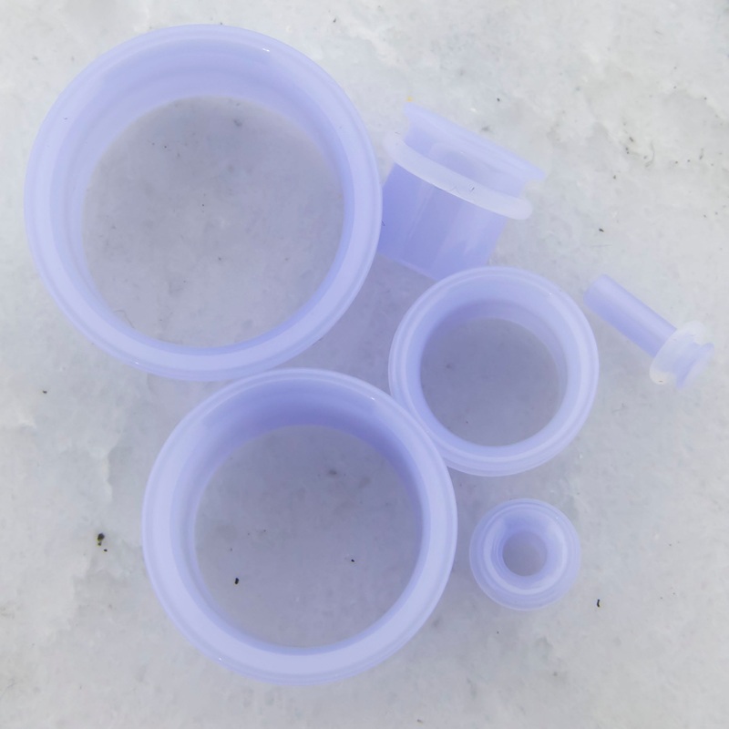 Pair Milky Blue Single Flare Tunnel 8G (3mm) 8mm (5/16″)
