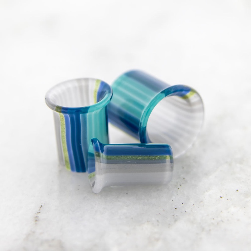 Pair Oregon Sky Borosilicate Glass Single Flare Tunnel 8G (3mm) 8mm (5/16″)