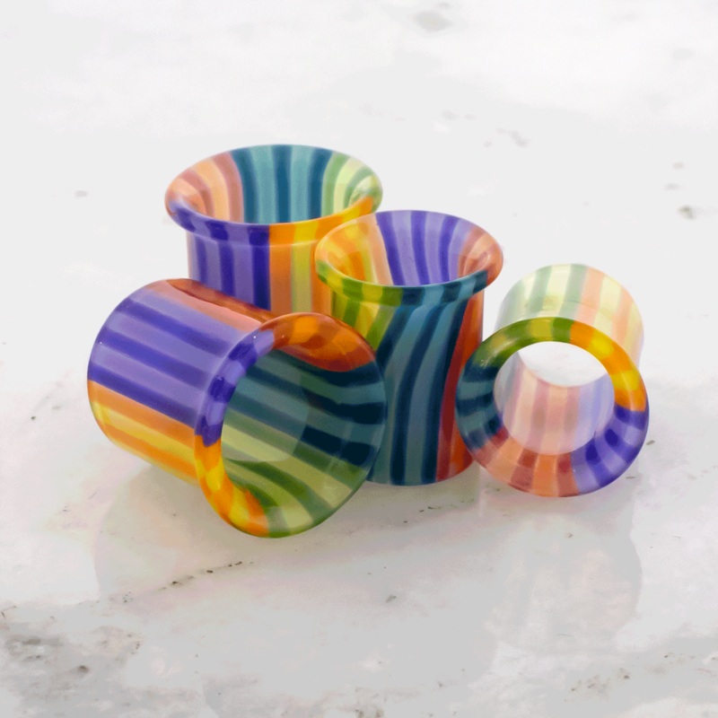 Pair Unicorn Poop Borosilicate Glass Tunnels 0G (8mm) 8mm (5/16″)