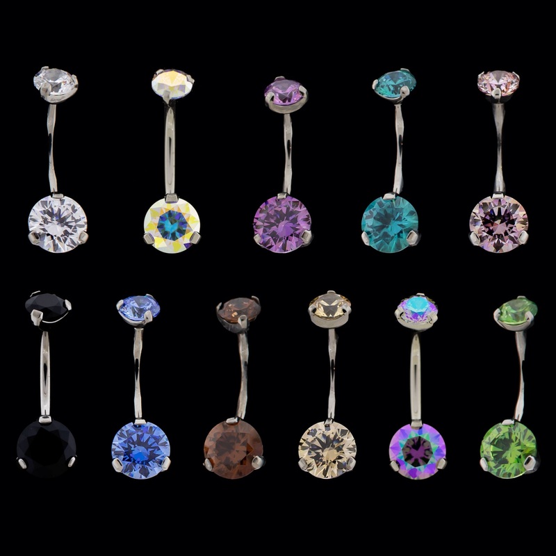 Prong Set Premium Zirconia Navel Ring 14G (1.6mm) 10mm (3/8″) White