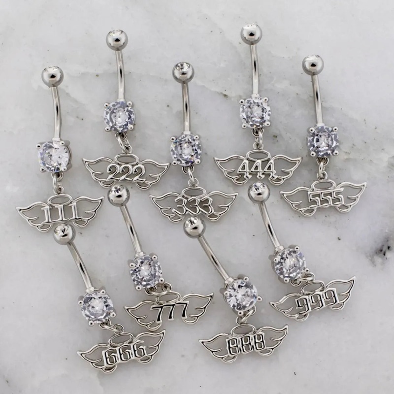 14G Angel Number Navel Ring 111