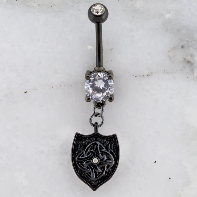 14G Black Celtic Design Navel Ring Black