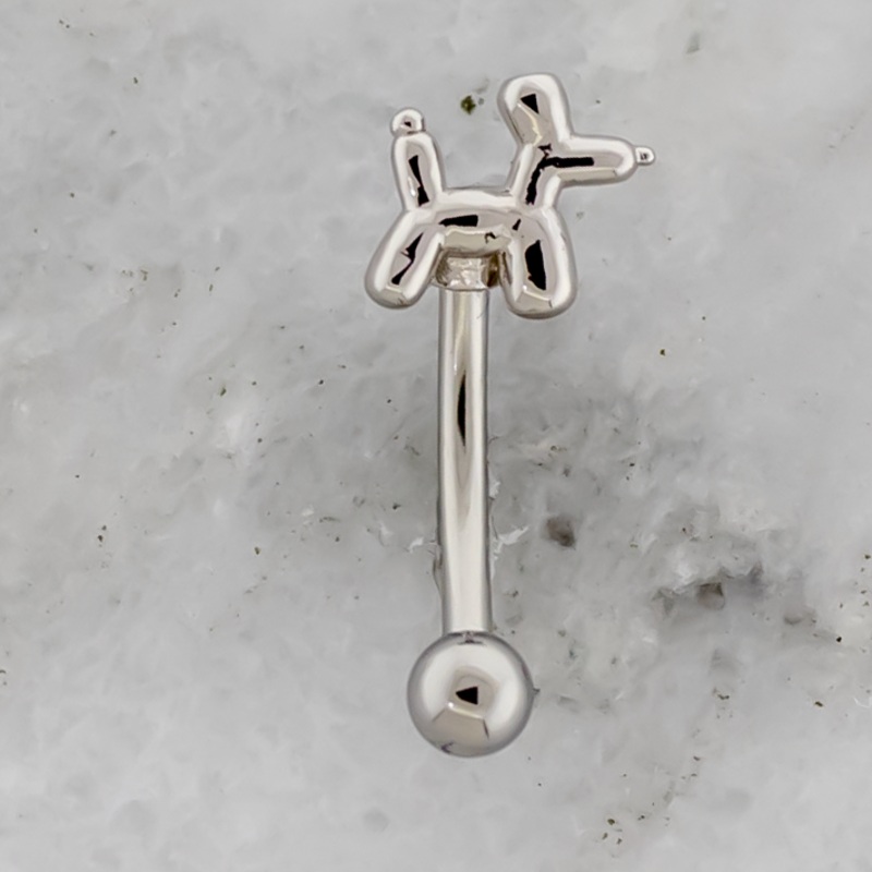 16G Balloon Dog Curved Barbell High Polish