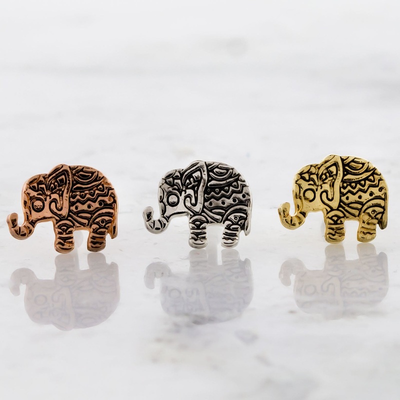 16G Decorative Elephant Cartilage Barbell Rose Gold