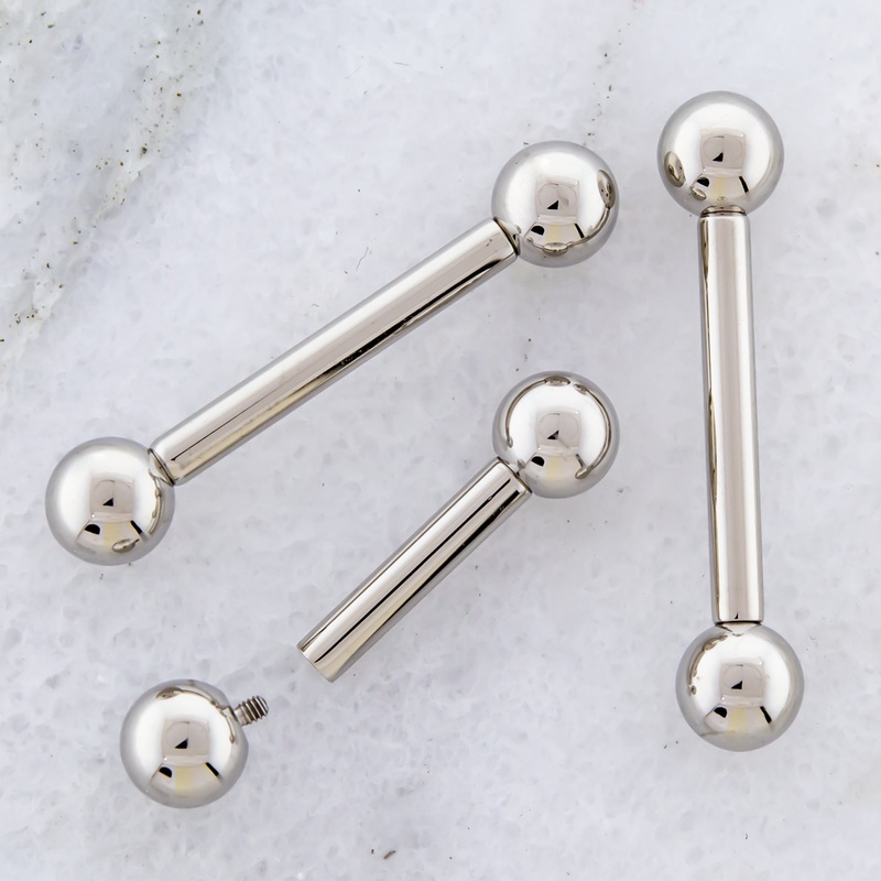 Steel 12G Internally Threaded Straight Barbells 12G (2mm) 10mm (3/8″) 5mm