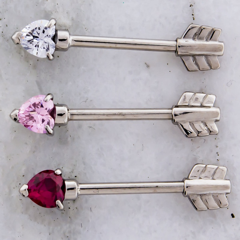 14G Arrow Nipple Barbell Clear
