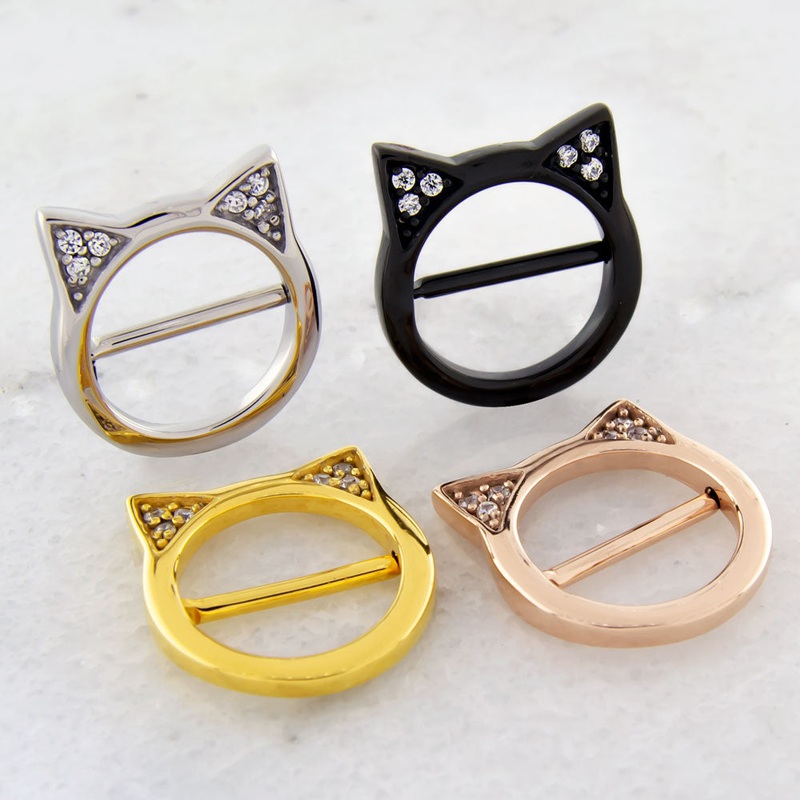 14G Cat Nipple Clicker Black