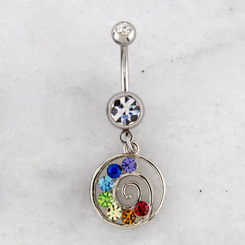 14G Chakra Swirl Navel Ring High Polish