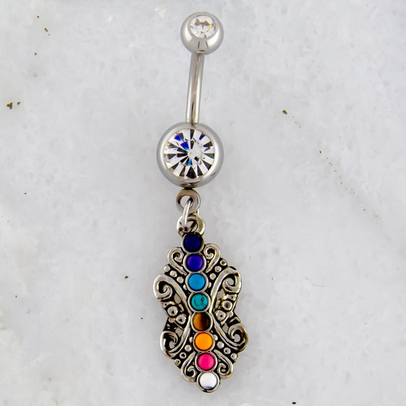 14G Filigree Chakra Navel Ring High Polish