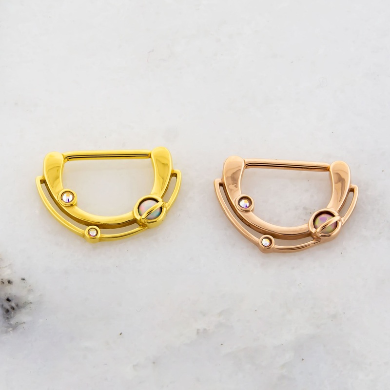14G Galaxy Nipple Clicker Rose Gold