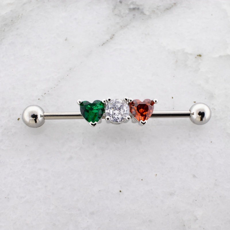 14G Ireland Gem Flag Industrial Barbell Multicolor