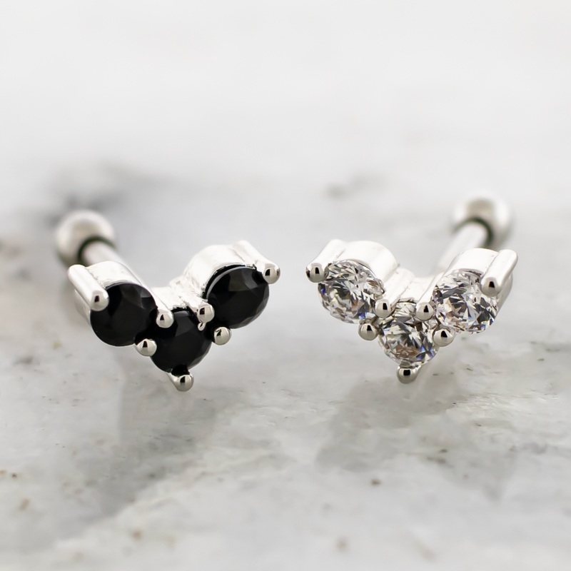 16G Gem Arch Cartilage Barbell Black