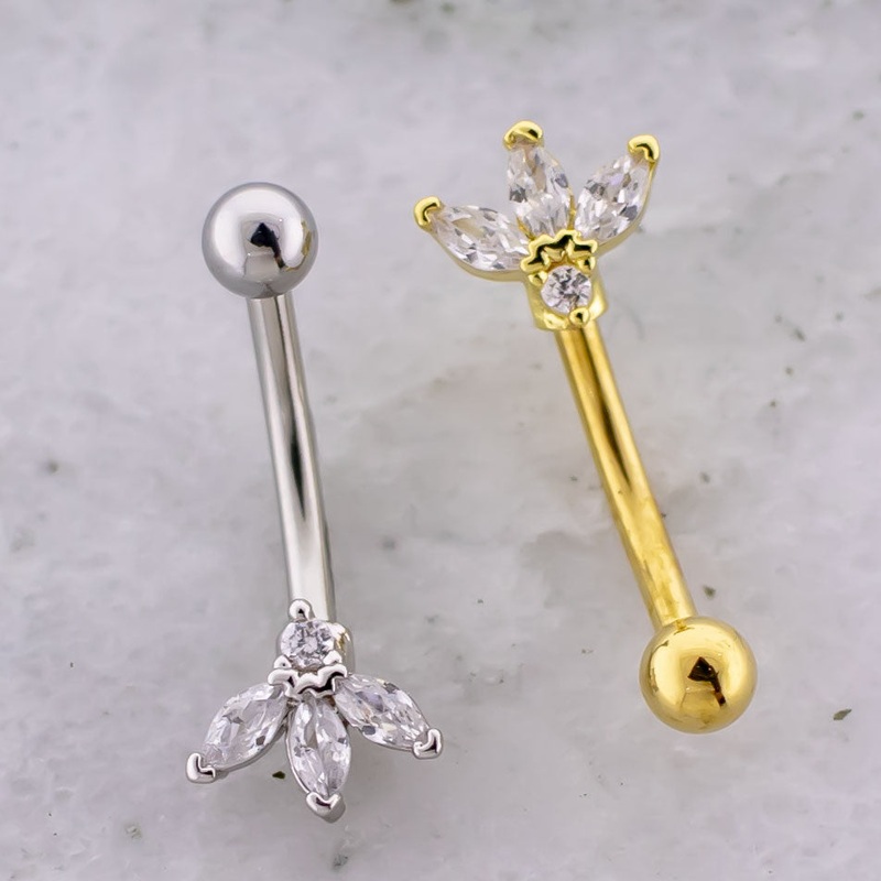 16G Marquise Gem Curved Barbell High Polish
