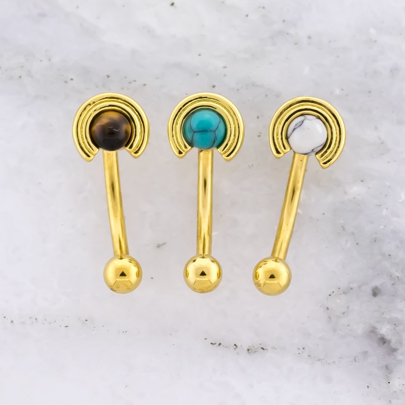 16G Natural Stone Circle Curved Barbell Howlite