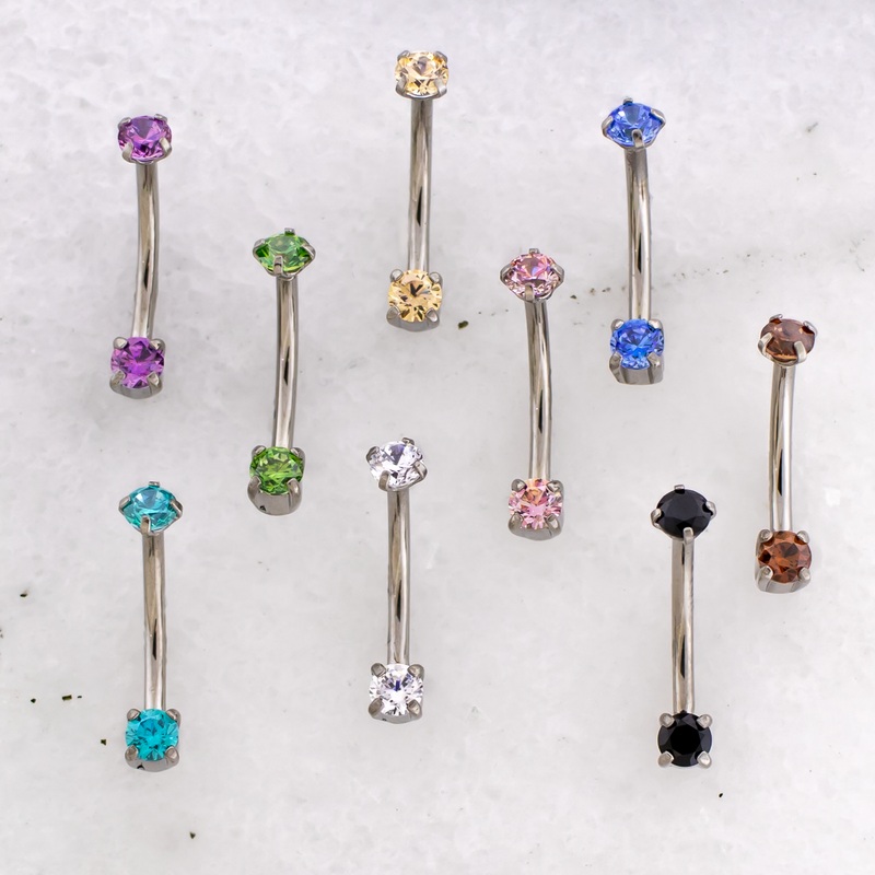 16G Prong Set Premium Zirconia Curved Barbell 16G (1.2mm) 10mm (3/8″) White