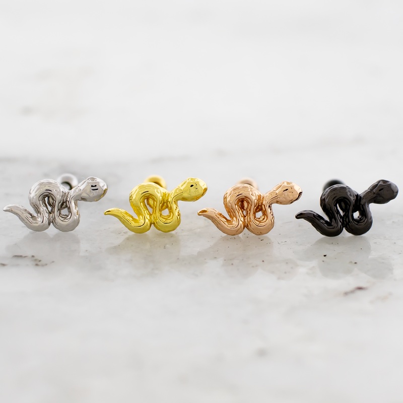 16G Snake Cartilage Barbell Black