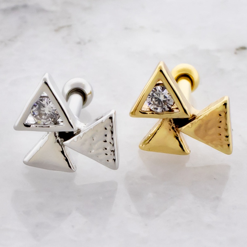 16G Triple Triangle Cartilage Barbell High Polish