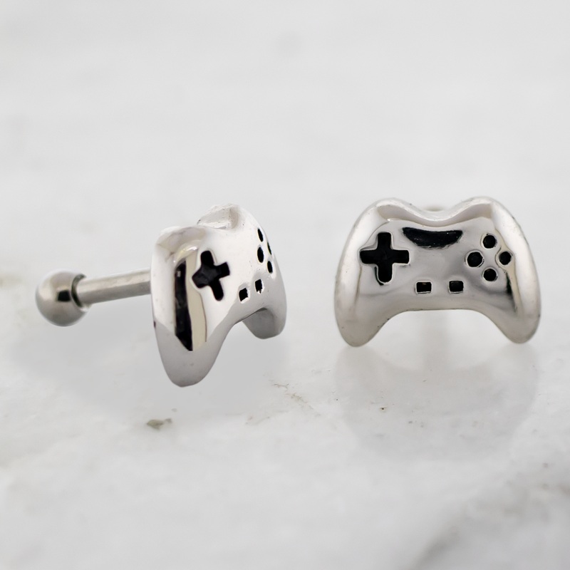 16G Video Game Remote Cartilage Barbell High Polish