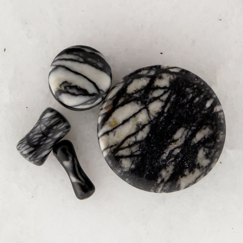 Black Net Jasper Stone Plugs 11MM (7/16″)