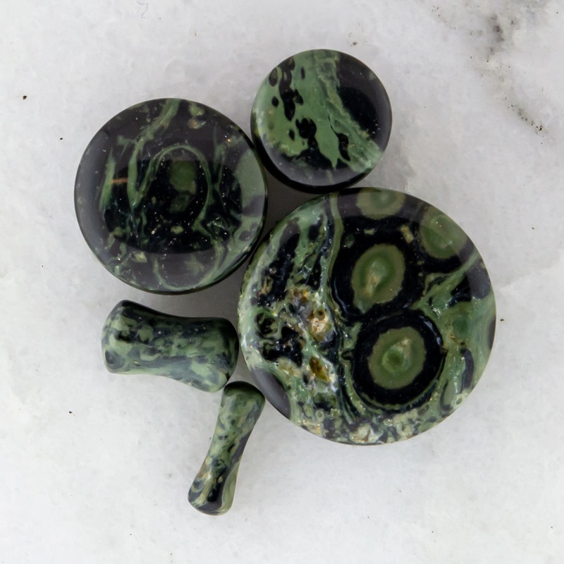 Green Eye Jasper Stone Plugs 3MM (8G)
