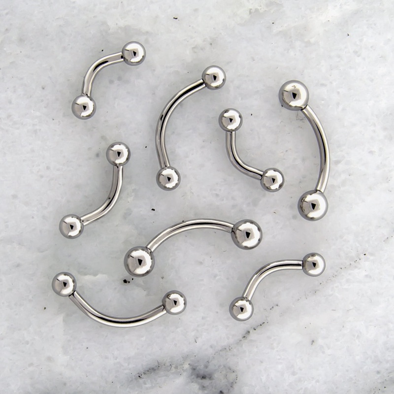 Steel 14G Internally Threaded Curved Barbell 14G (1.6mm) 10mm (3/8″) 4mm