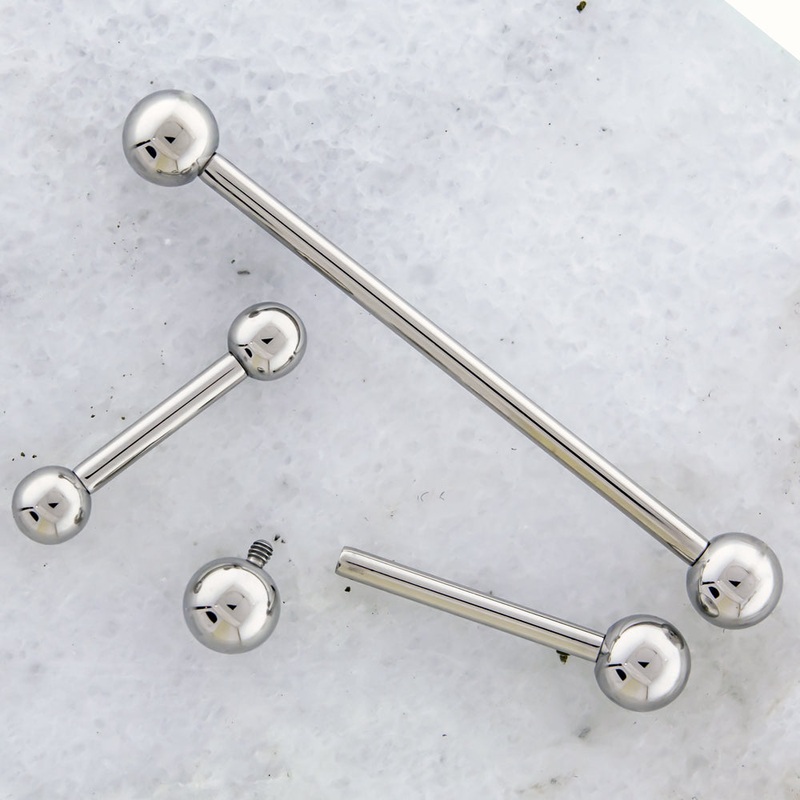 Steel 14G Internally Threaded Straight Barbells 14G (1.6mm) 6mm (1/4″) 4mm