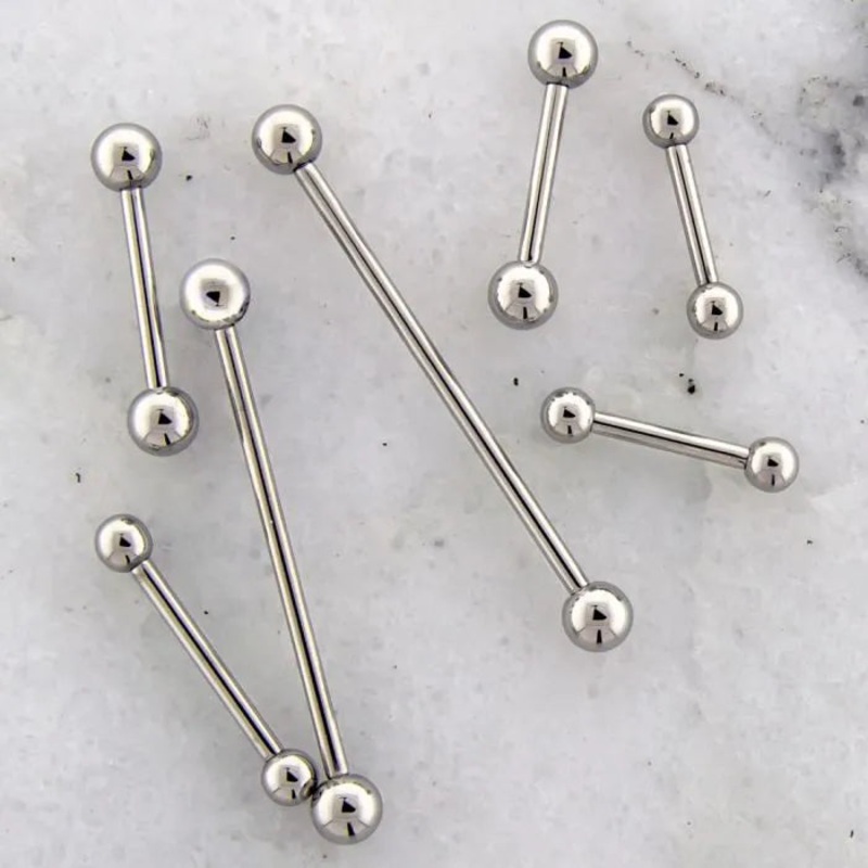 Steel 16G Internally Threaded Straight Barbells 16G (1.2mm) 6mm (1/4″) 3mm