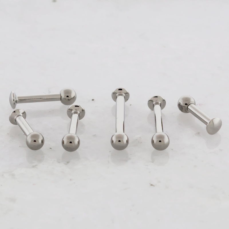 Steel Internally Threaded Helix Labret w/ Ball 18G (1mm) 10mm (3/8″) 2.5mm