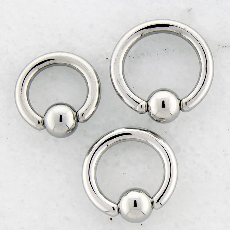 10G Steel Hand Polished Captive Bead Rings 10G (2.5mm) 10mm (3/8″)/ 6mm