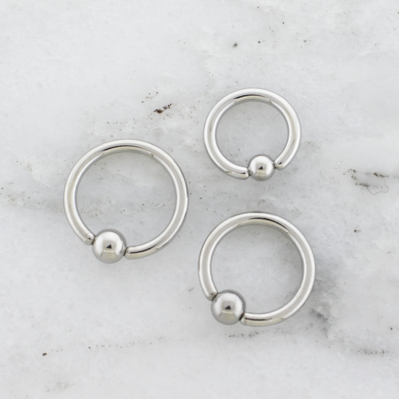 12G Steel Hand Polished Captive Bead Rings 12G (2mm) 10mm (3/8″)/ 4mm