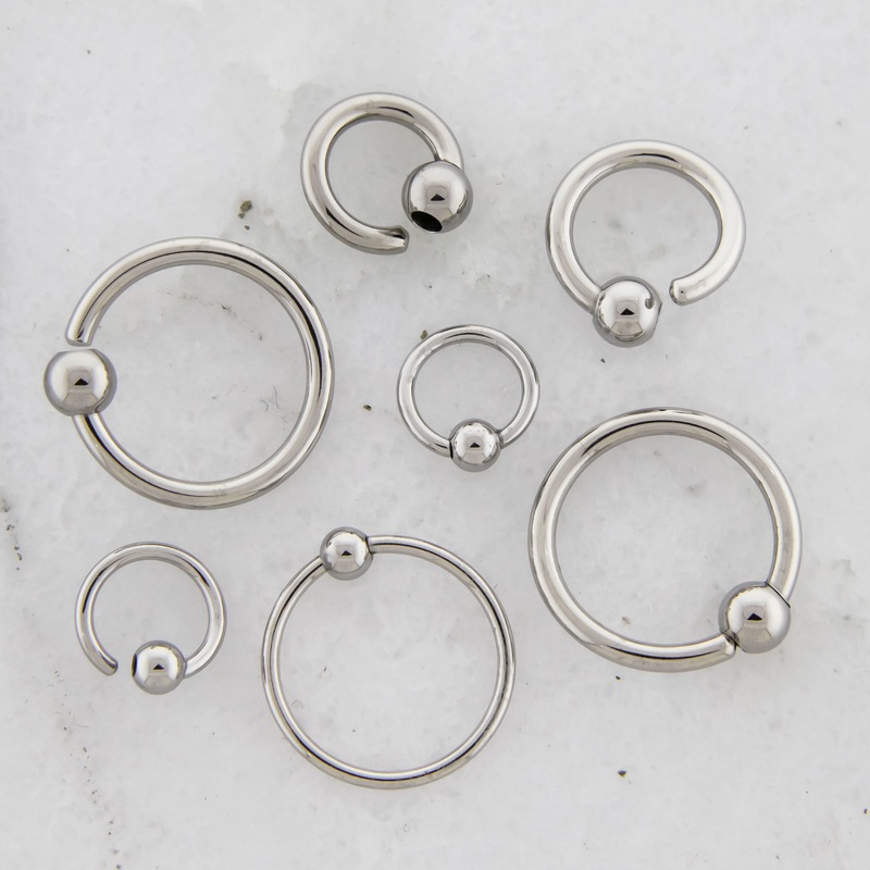 14G – 20G Steel Fixed Bead Captive Rings 14G (1.6mm) 4mm 6mm (1/4″)