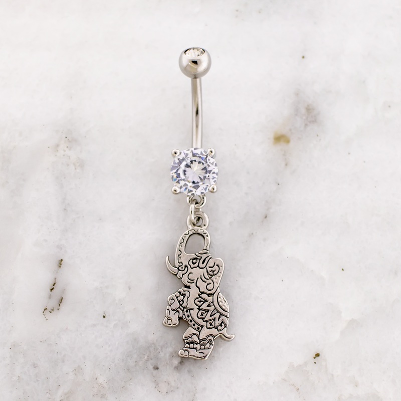 14G Bindi Style Elephant Navel Ring Clear