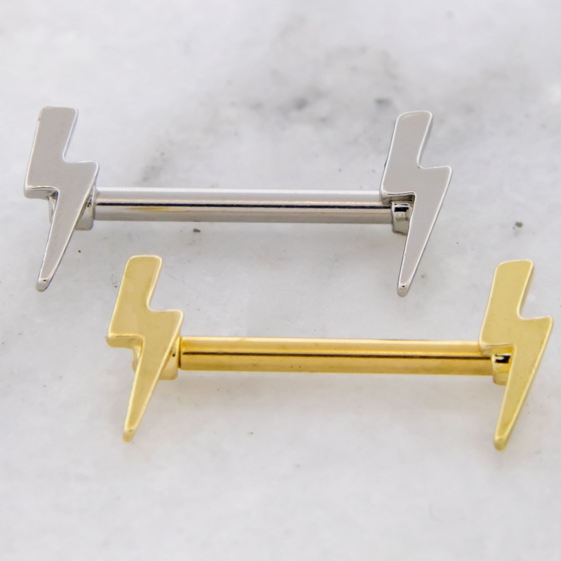 14G Lightning Bolt Nipple Barbell High Polish