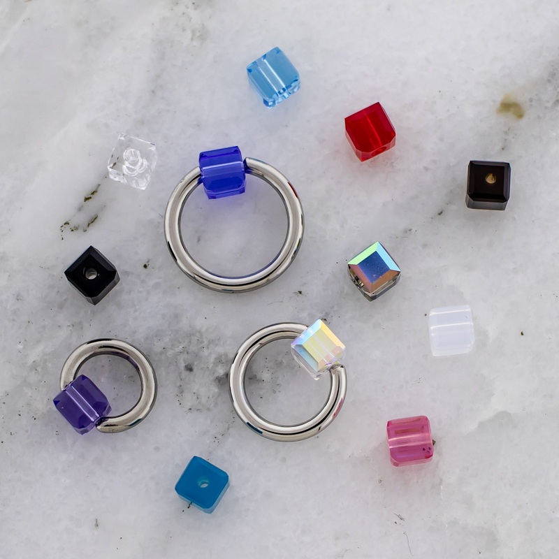 Crystal Cube Captive Bead Replacements- 4mm 4mm Crystal AB